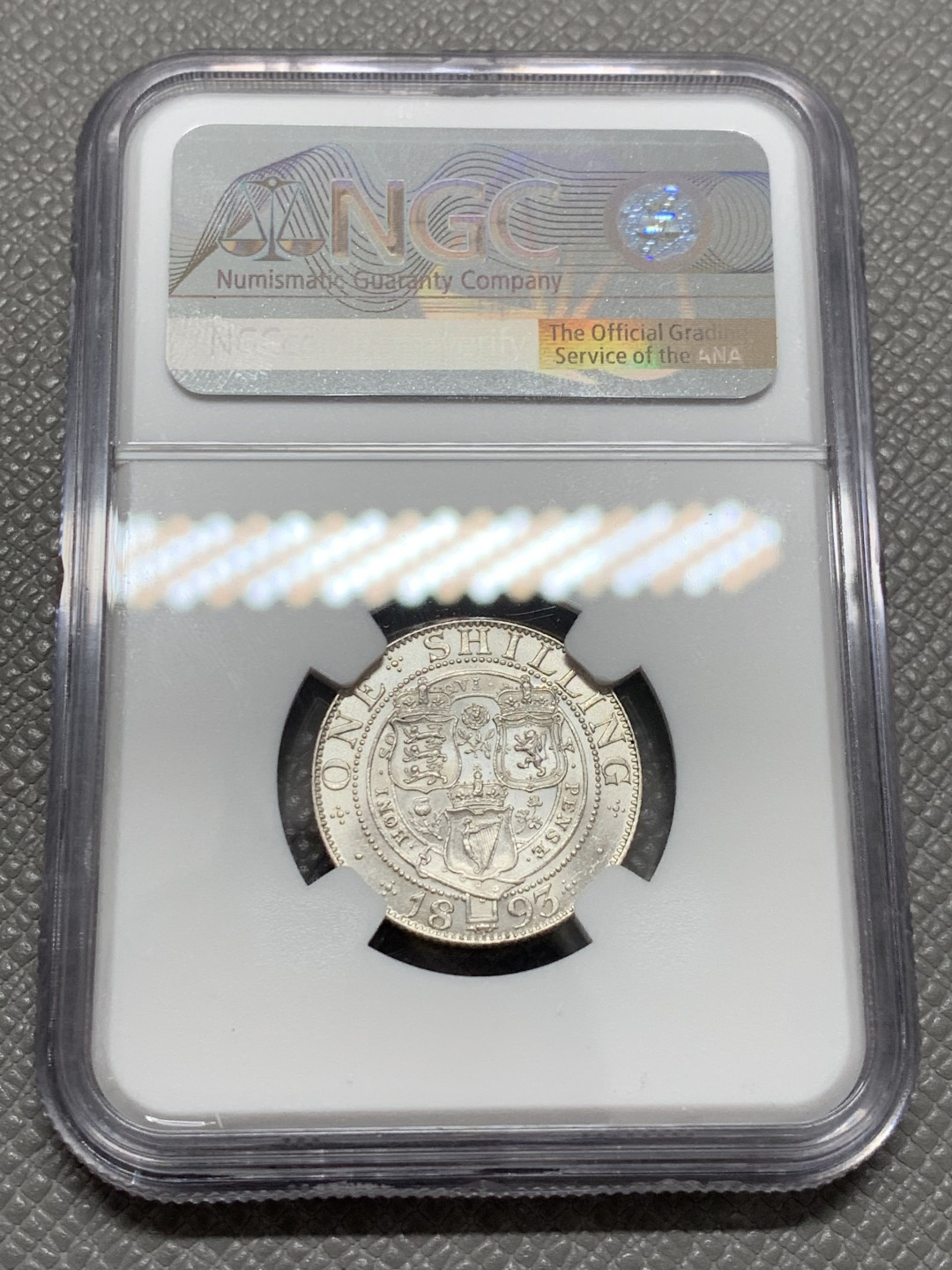 《竞宝斋》第131场-周日，周一连拍 (全场包邮) NGC MS62 1893年英国维多利亚1先令 双面车轮光 反面底板白净丝滑