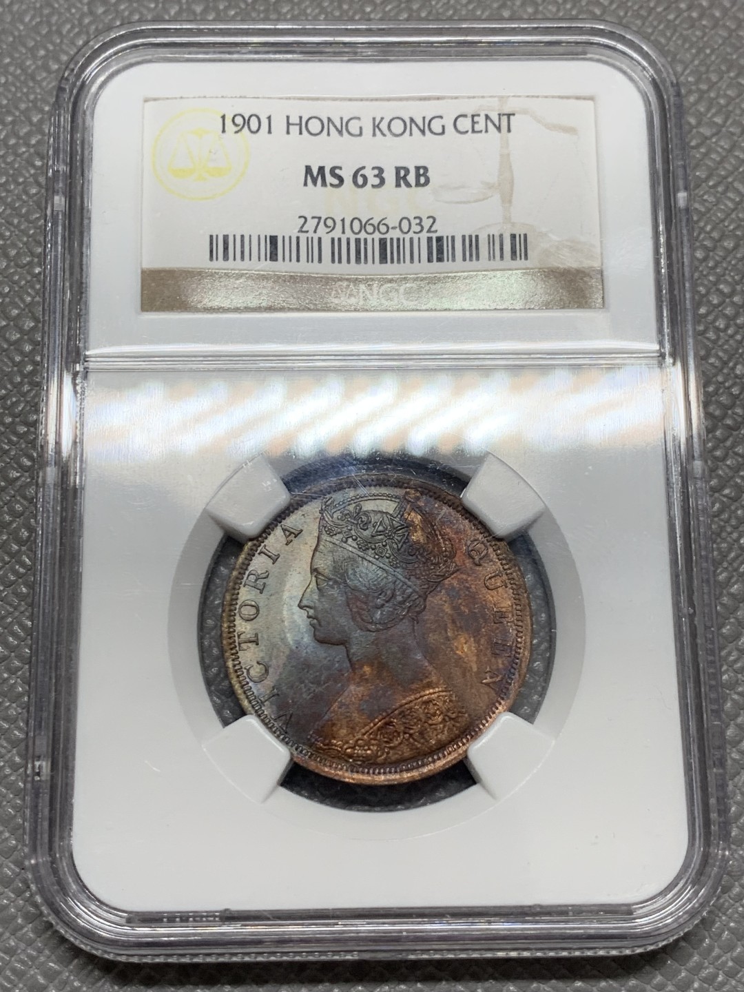 《竞宝斋》第131场-周日，周一连拍 (全场包邮) NGC-MS63RB 香港 1901 维多利亚一仙 铜币