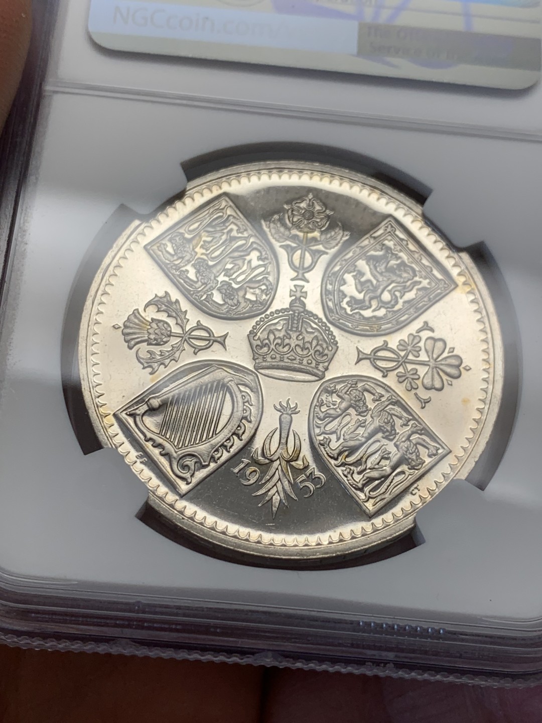 《竞宝斋》第131场-周日，周一连拍 (全场包邮) NGC PF63 1953年英国伊丽莎白二世加冕首年精制克朗，热门品种