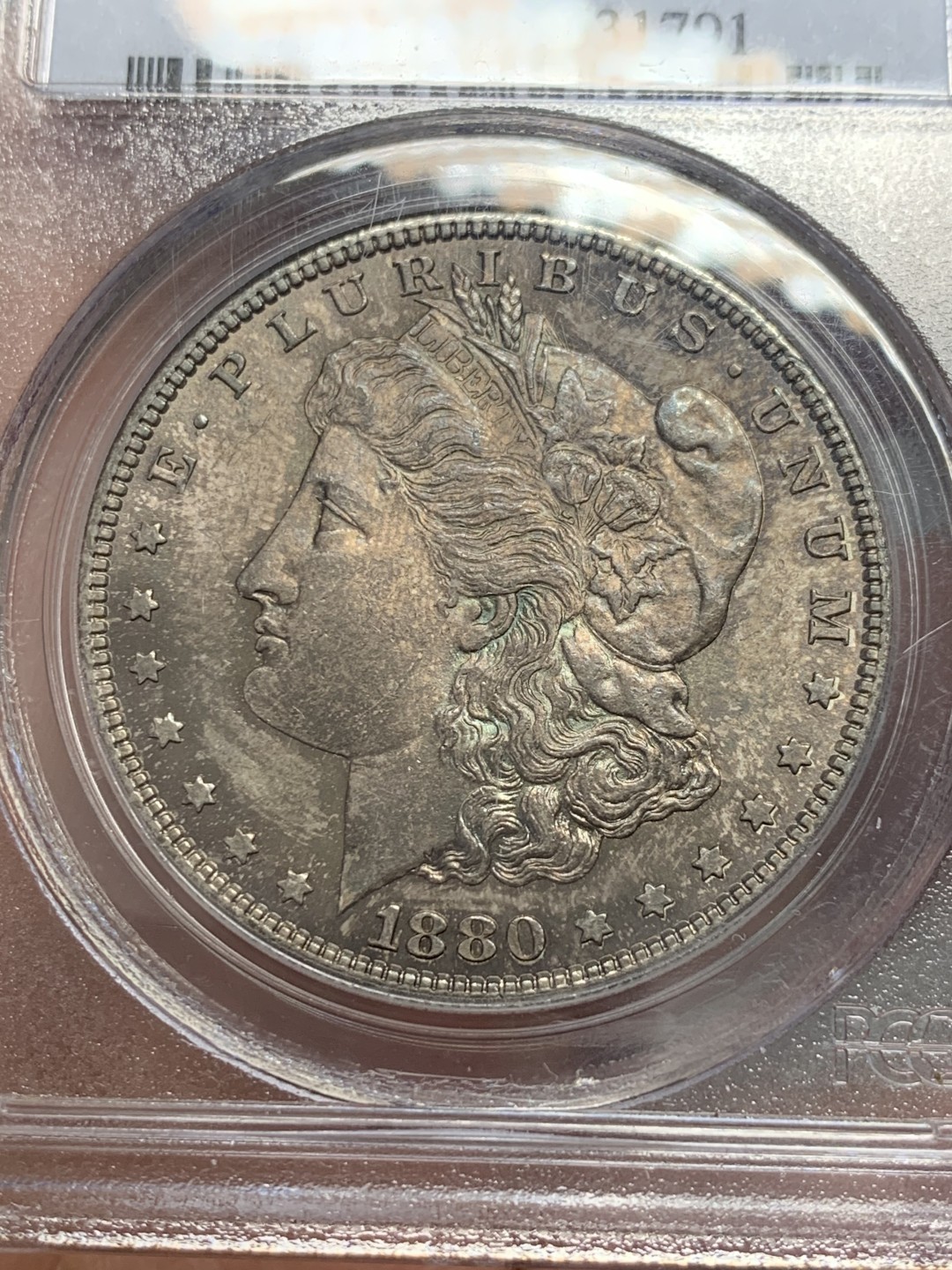 《竞宝斋》第131场-周日，周一连拍 (全场包邮) PCGS-MS63 美国1880年 摩根银币 光度好 包浆也好