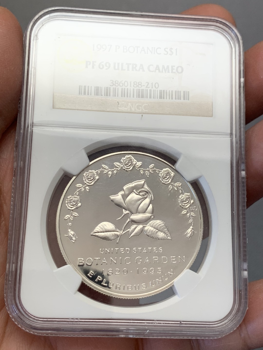 《竞宝斋》第131场-周日，周一连拍 (全场包邮) NGC-PF69 UC 美国 1997年 植物园175周年纪念 精制大银币 900银 26.73克 高分好状态