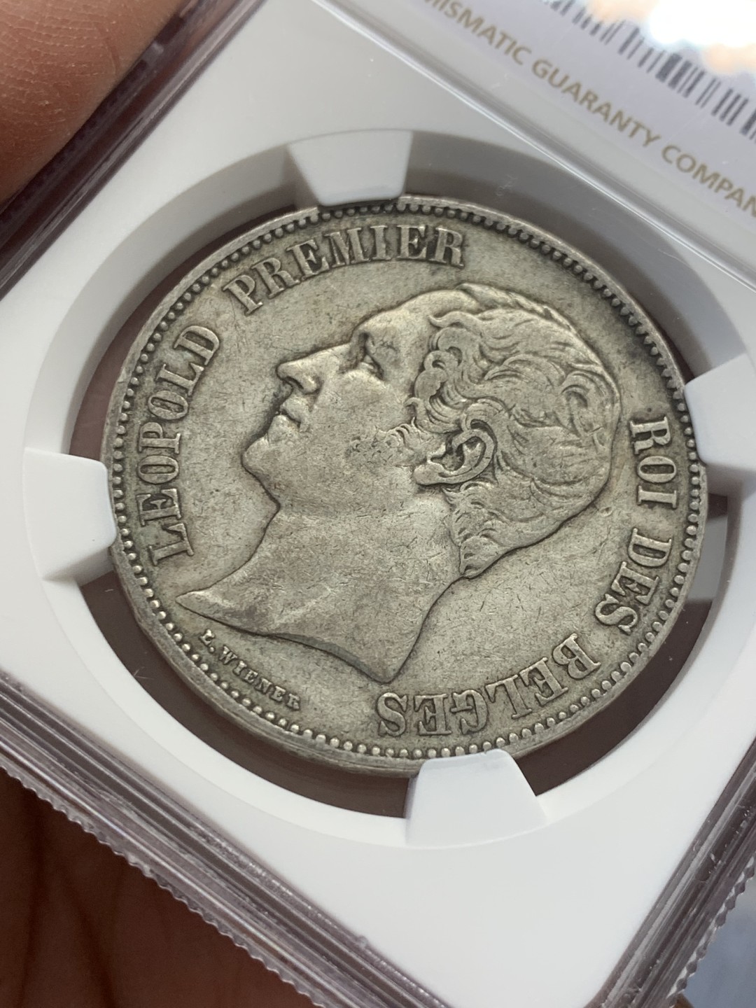 《竞宝斋》第131场-周日，周一连拍 (全场包邮) NGC-XF45 比利时1851年 利奥波德一世 5法郎大银币 原味好品