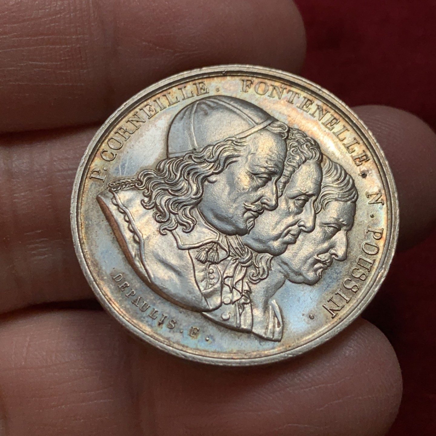 《竞宝斋》第131场-周日，周一连拍 (全场包邮) 法国1744年 诺曼底 JETON银币 细节一流 非常漂亮 15.9克 手指铭银标