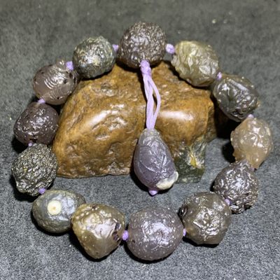 精美戈壁冰透筋脉玛瑙原石手串一条， - 精美戈壁冰透筋脉玛瑙原石手串一条，