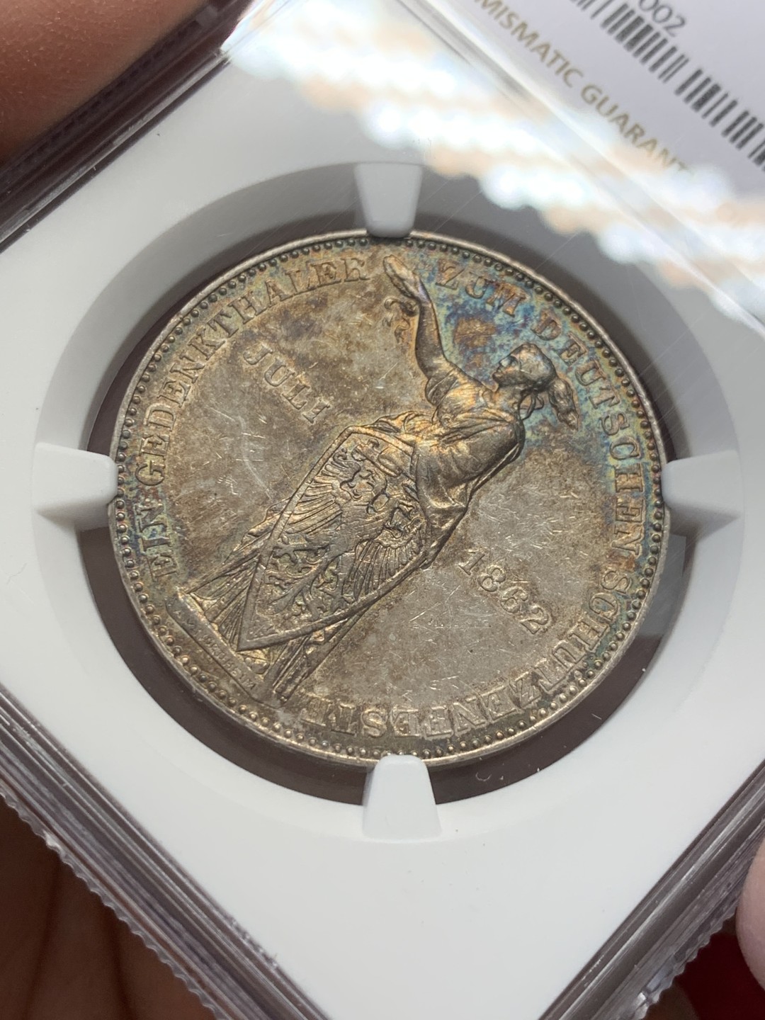 《竞宝斋》第131场-周日，周一连拍 (全场包邮) NGC AU53  1862年德国法兰克福少女泰勒银币