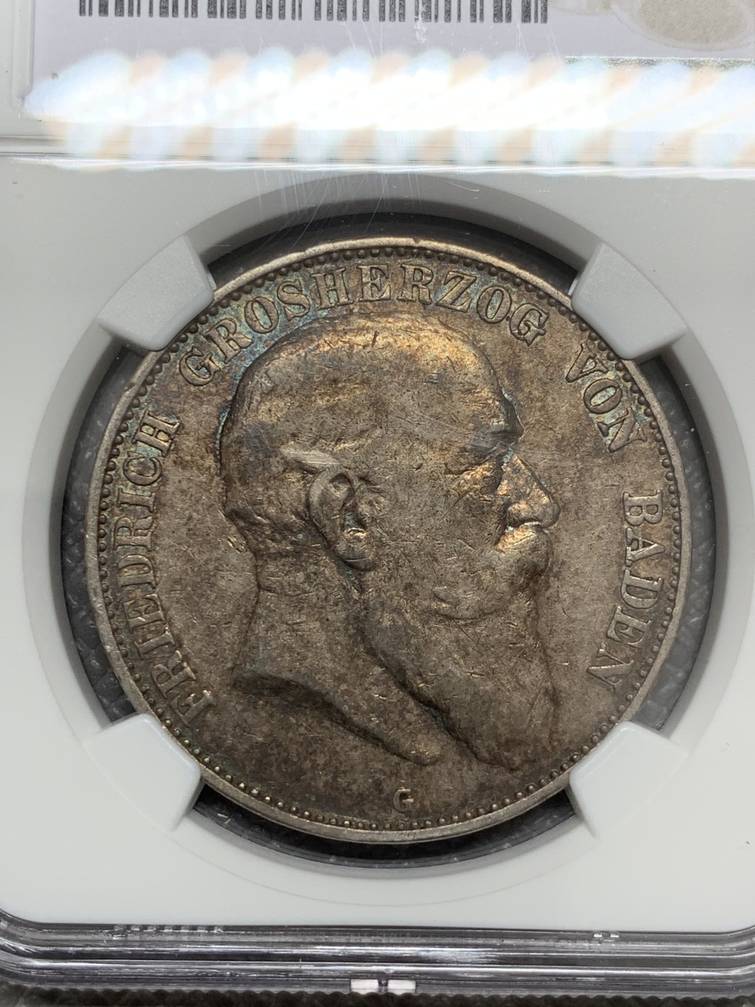 《竞宝斋》第131场-周日，周一连拍 (全场包邮) NGC XF45 1907年德国巴登5马克银币