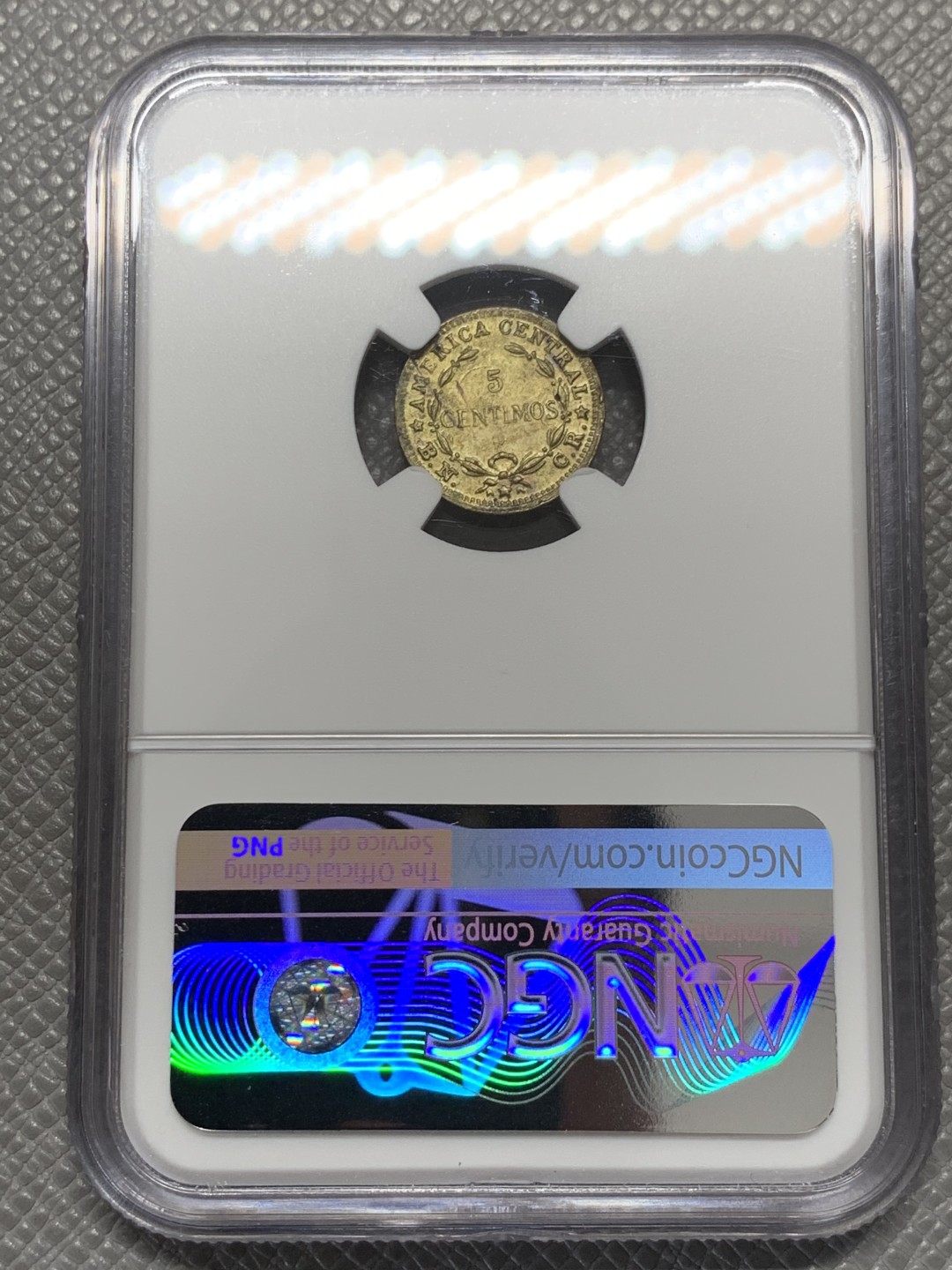 《竞宝斋》第131场-周日，周一连拍 (全场包邮) NGC-MS62 哥斯达黎加1943年 5分黄铜币 中美洲暴涨的品种 好品更加稀少了