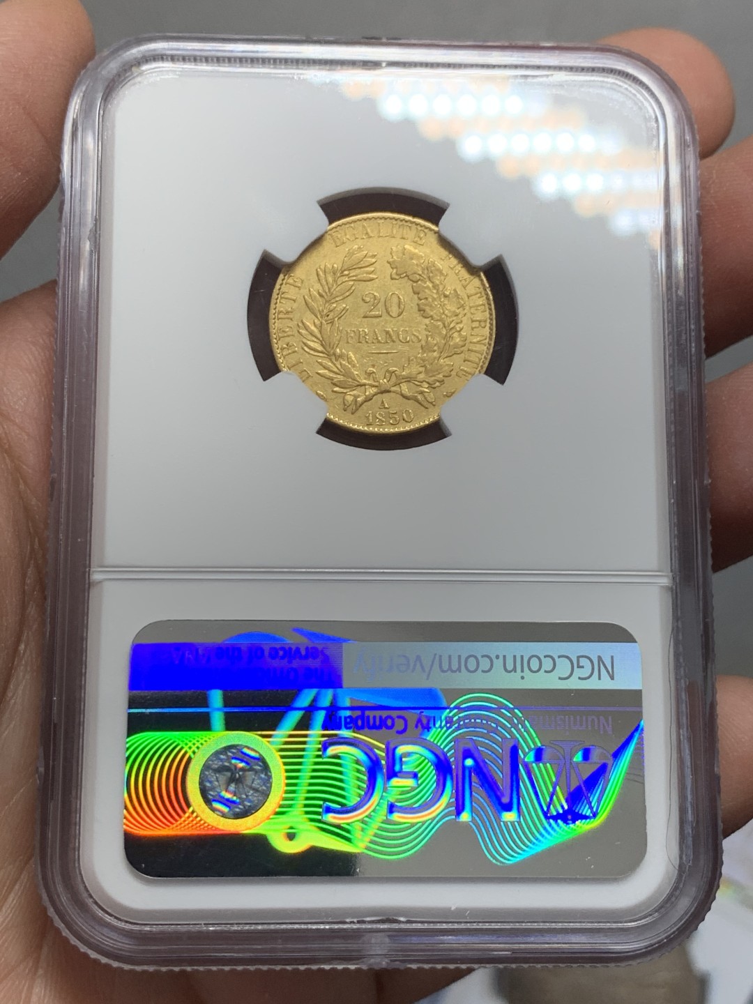 《竞宝斋》第131场-周日，周一连拍 (全场包邮) NGC-AU55 法国1850年 谷物女神 20法郎金币 少见品种