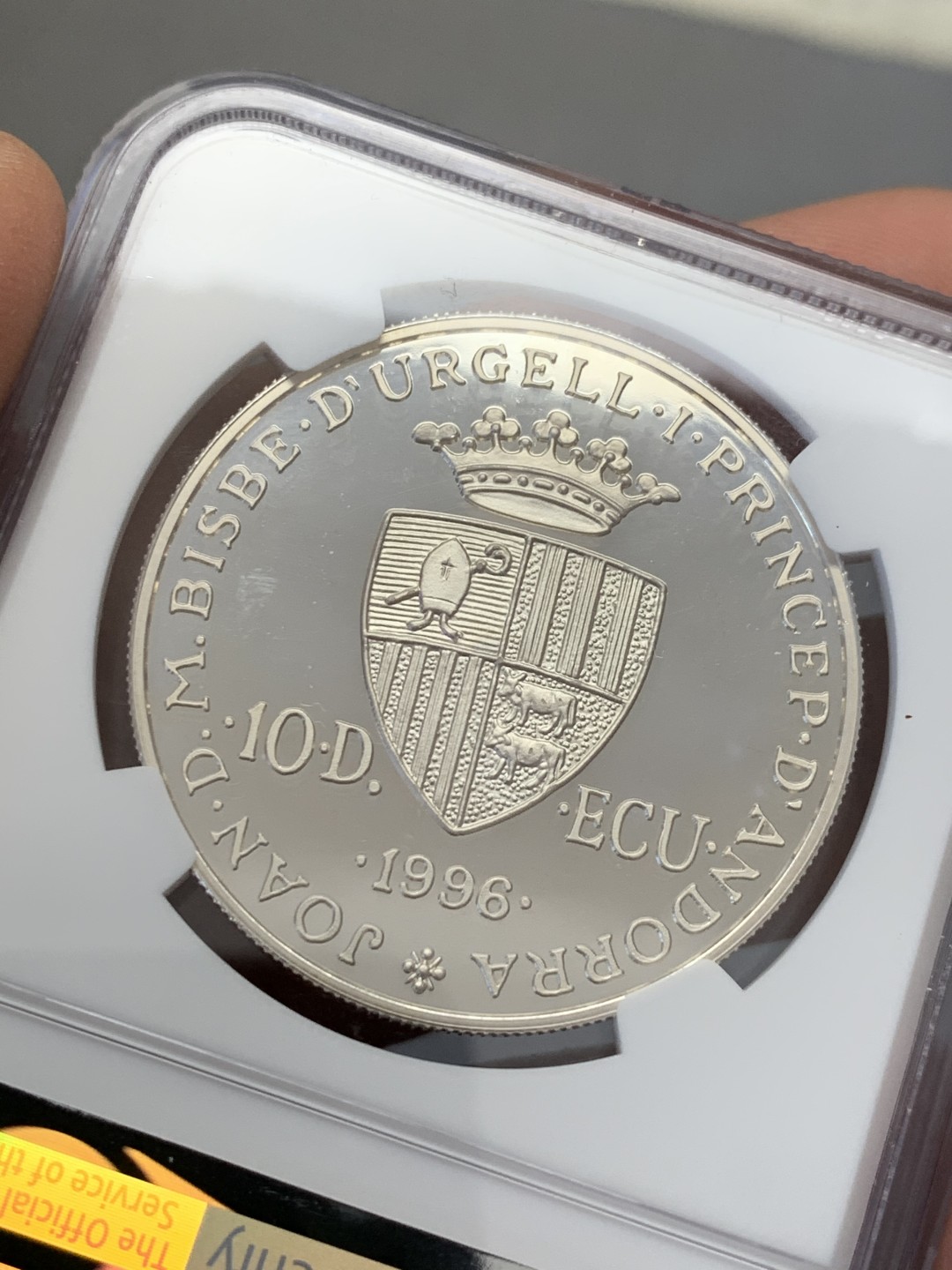 《竞宝斋》第131场-周日，周一连拍 (全场包邮) 冠军分 NGC-PF68 安道尔1996年 查理大帝加冕 10第纳尔精制大银币