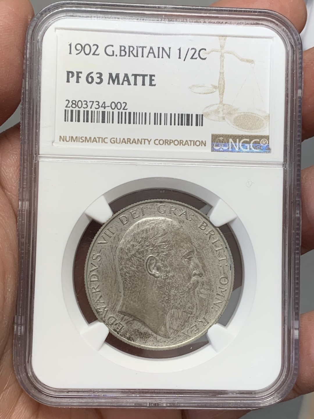 《竞宝斋》第131场-周日，周一连拍 (全场包邮) NGC PF63MATTE 英国1902年爱七精制半克朗银币