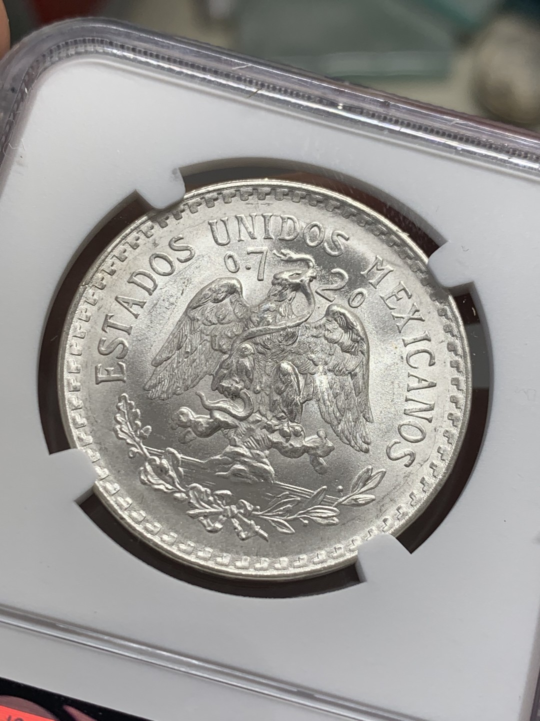 《竞宝斋》第131场-周日，周一连拍 (全场包邮) NGC MS67 墨西哥1945年1比索银币，亚军分，极品分数不易