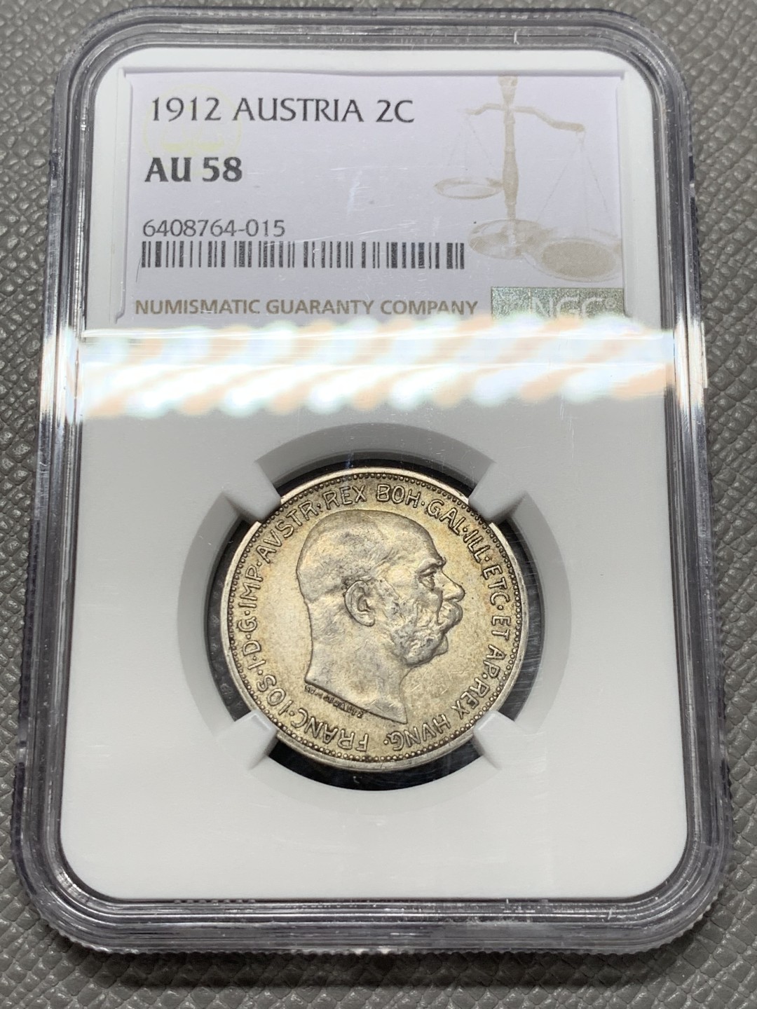 《竞宝斋》第131场-周日，周一连拍 (全场包邮) NGC-AU58 奥地利1912年 佛兰茨一世 2克朗银币 暴涨品种