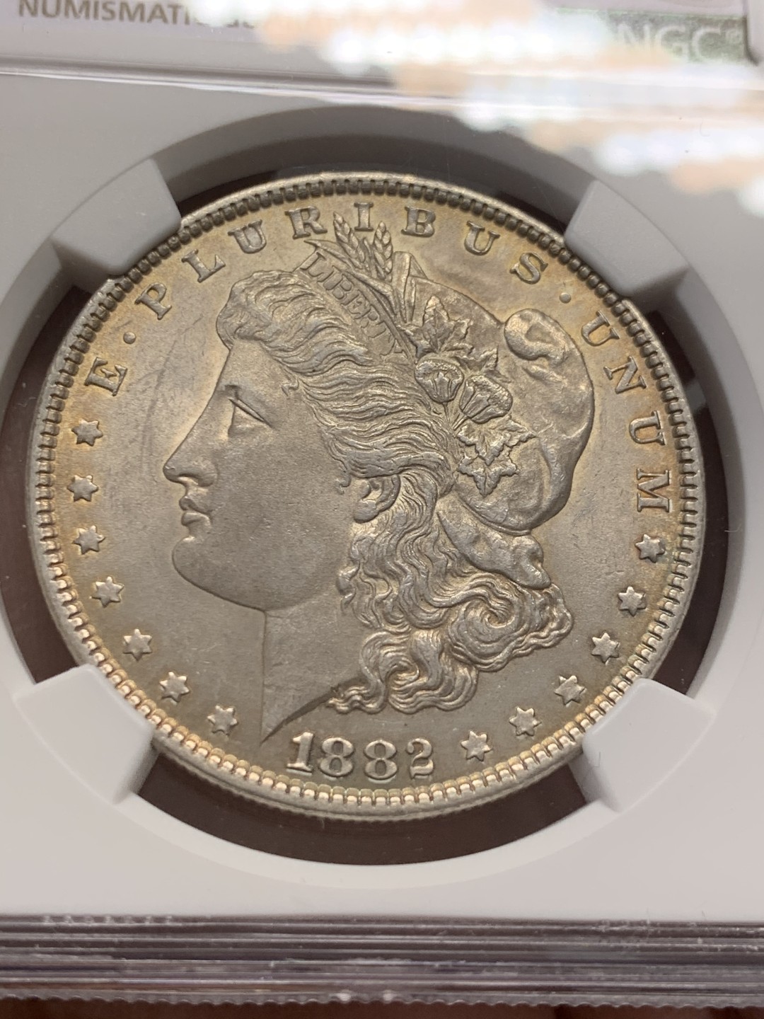 《竞宝斋》第131场-周日，周一连拍 (全场包邮) NGC-MS61 美国1882年 摩根 1元大银币 原光好品