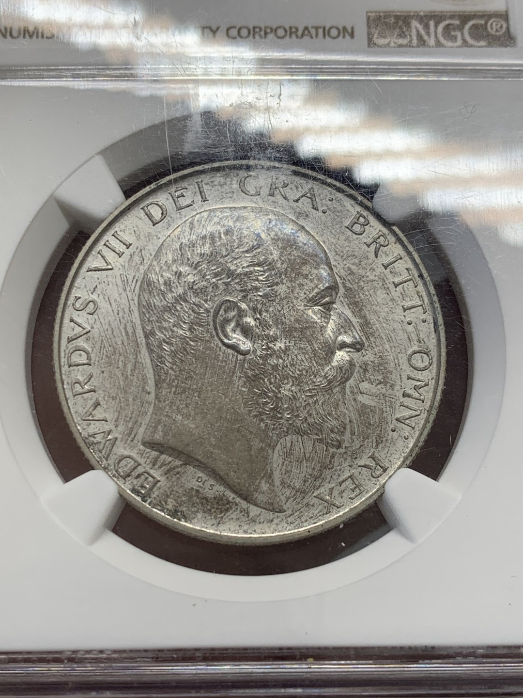 《竞宝斋》第131场-周日，周一连拍 (全场包邮) NGC PF63MATTE 英国1902年爱七精制半克朗银币