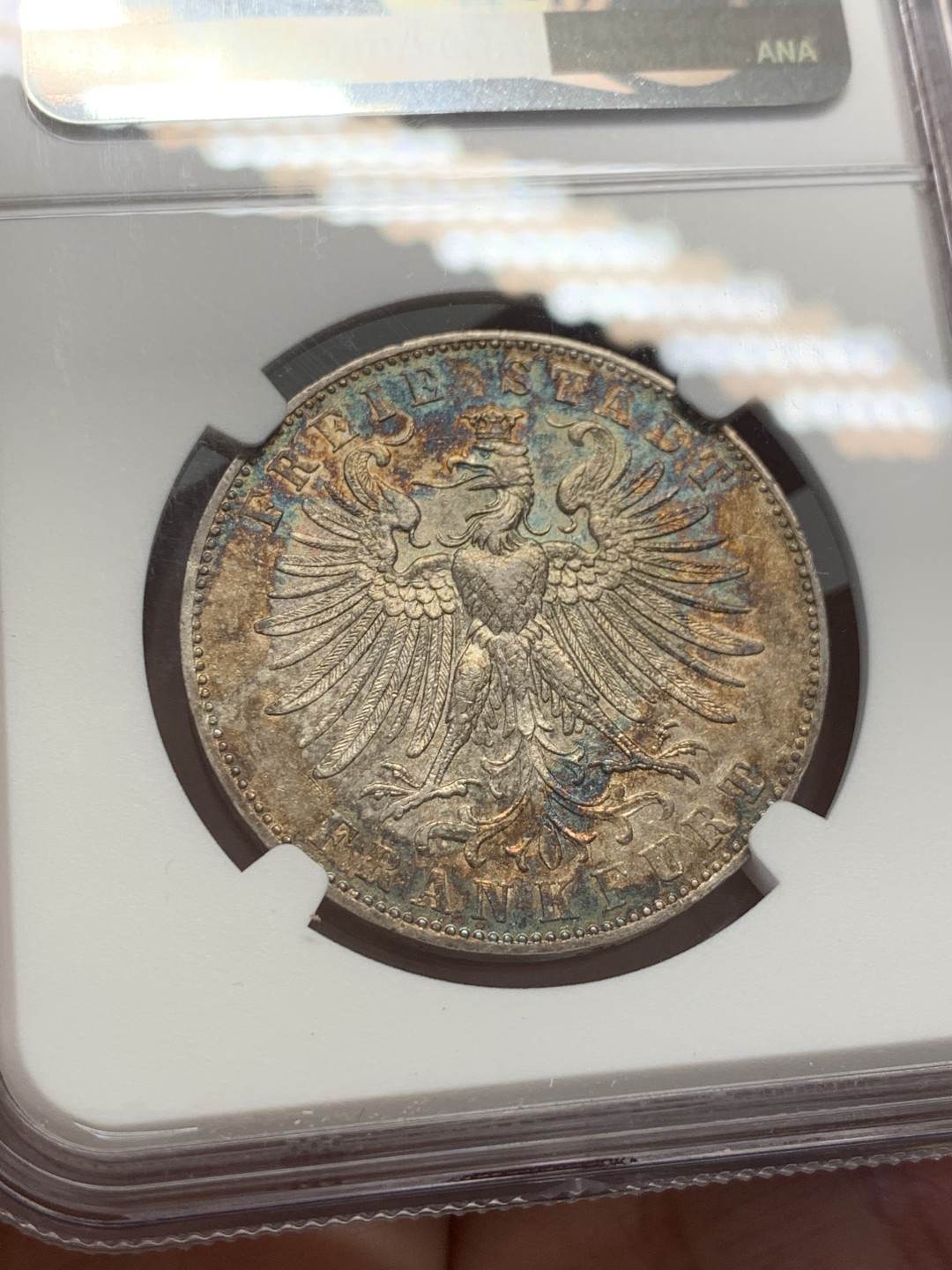 《竞宝斋》第131场-周日，周一连拍 (全场包邮) NGC AU53  1862年德国法兰克福少女泰勒银币