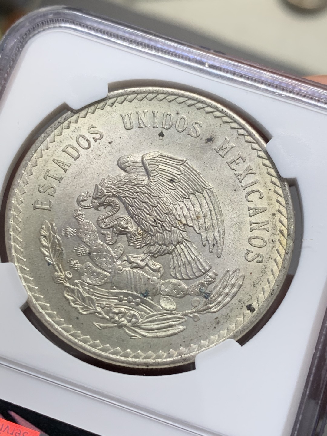 《竞宝斋》第131场-周日，周一连拍 (全场包邮) NGC-MS63 墨西哥1948年 印第安人5比索30克大银币 顶级好品