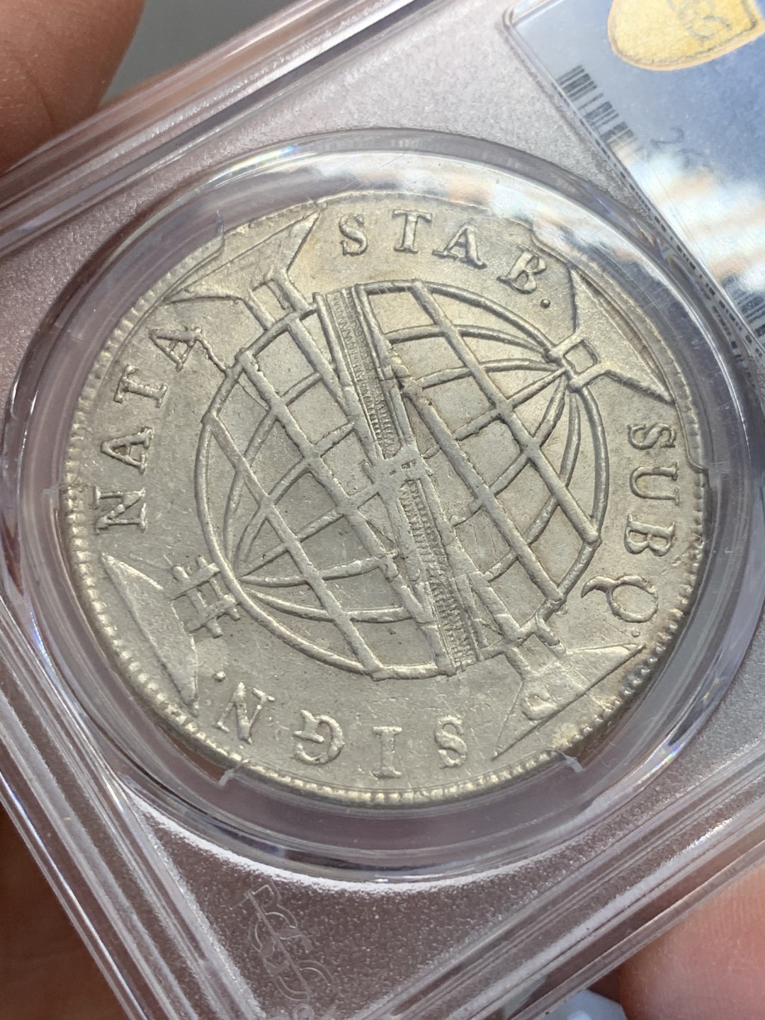 《竞宝斋》第131场-周日，周一连拍 (全场包邮) PCGS-AU58 巴西1812/1年 960R 地球银币 骑字冠军分 大热门种类