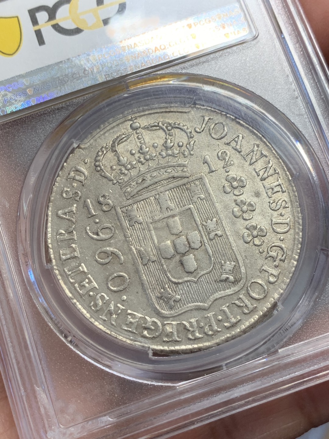 《竞宝斋》第131场-周日，周一连拍 (全场包邮) PCGS-AU58 巴西1812/1年 960R 地球银币 骑字冠军分 大热门种类