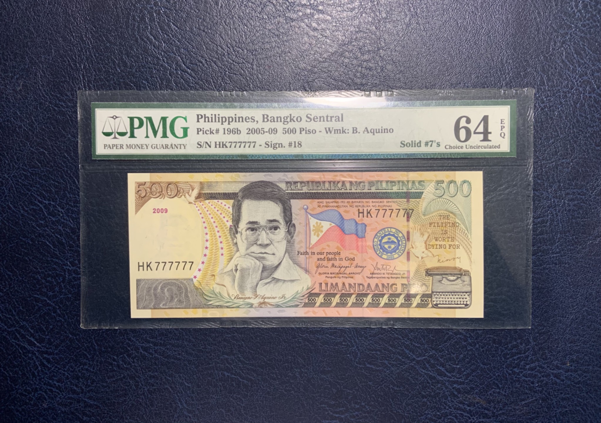 收藏联盟Quantum Auction 第229期拍卖 已更新 菲律宾2009年500比索 PMG64e 全同号7