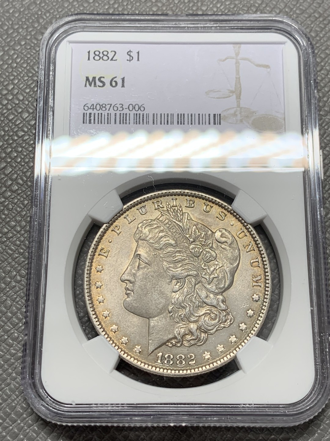 《竞宝斋》第131场-周日，周一连拍 (全场包邮) NGC-MS61 美国1882年 摩根 1元大银币 原光好品