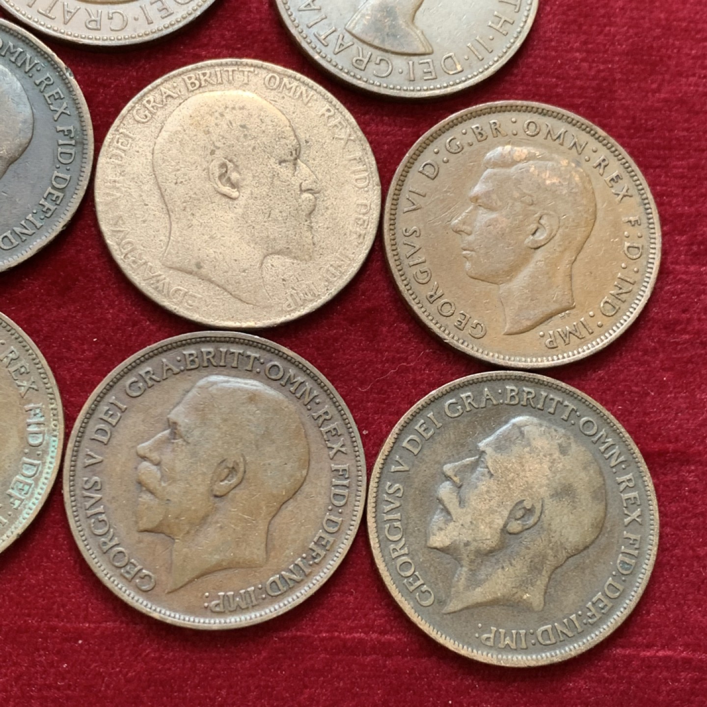 《竞宝斋》第131场-周日，周一连拍 (全场包邮) 英国 1便士大铜币 8枚一组