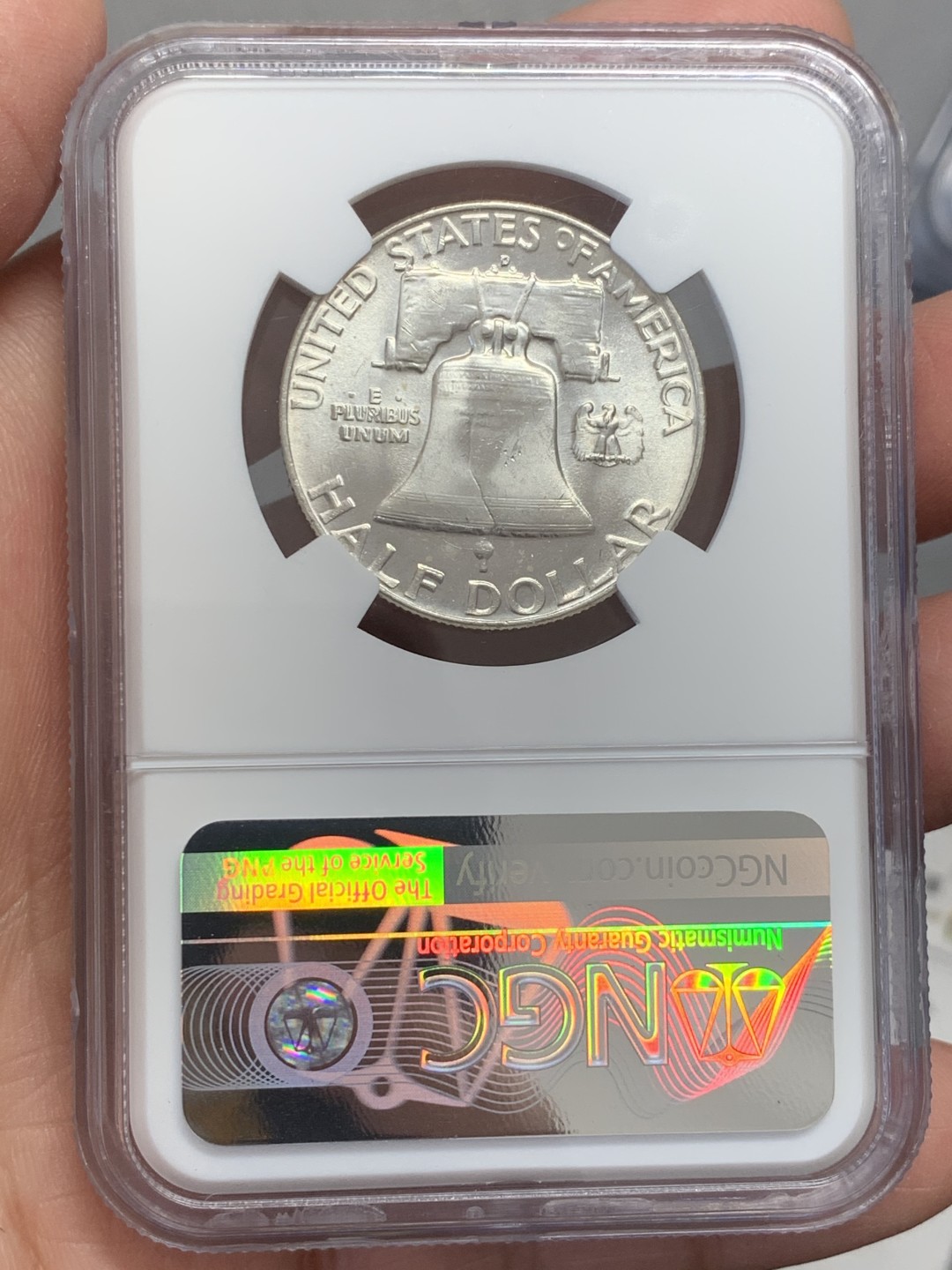 《竞宝斋》第131场-周日，周一连拍 (全场包邮) NGC MS62 美国 1958年 富兰克林半美银币