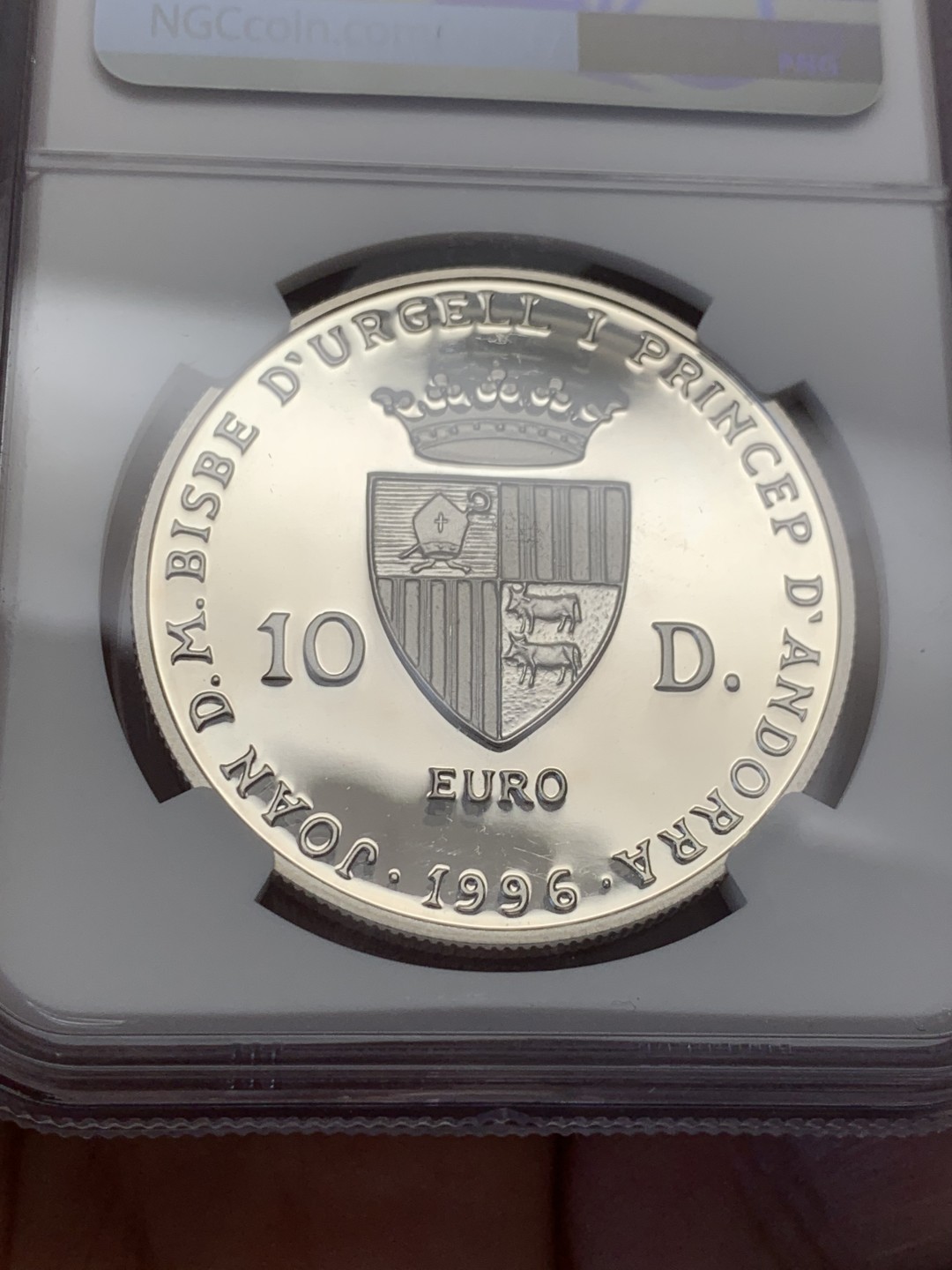 《竞宝斋》第131场-周日，周一连拍 (全场包邮) NGC-PF68 安道尔1996年 神罗皇帝腓特烈二世 10第纳尔精制大银币