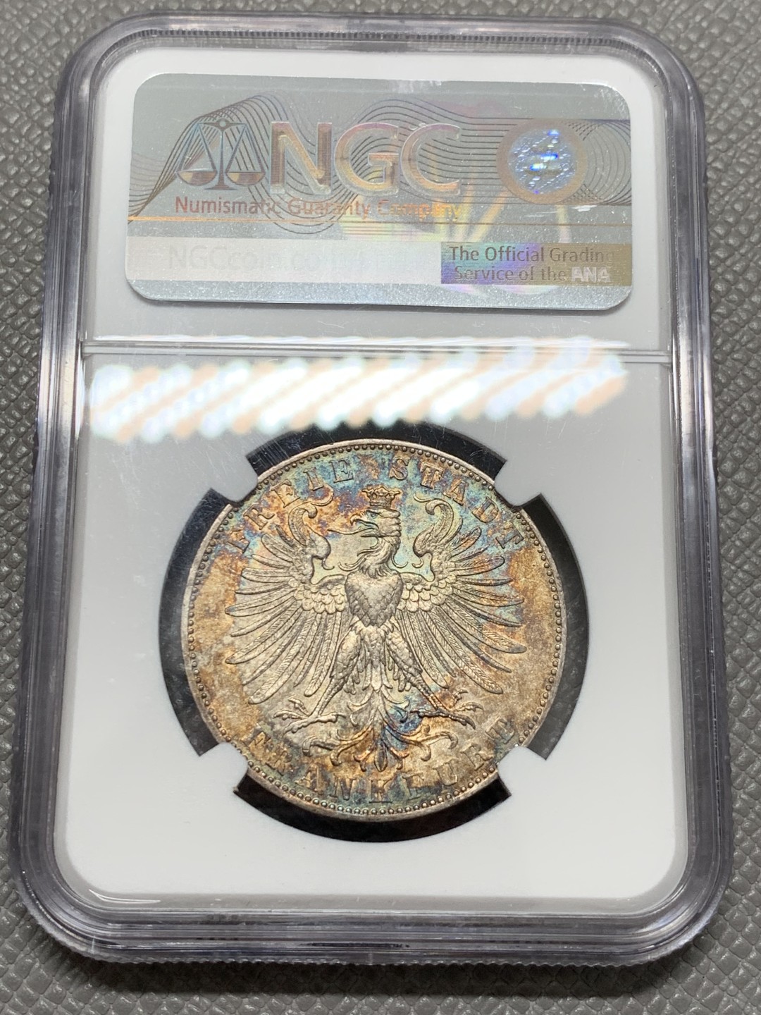 《竞宝斋》第131场-周日，周一连拍 (全场包邮) NGC AU53  1862年德国法兰克福少女泰勒银币