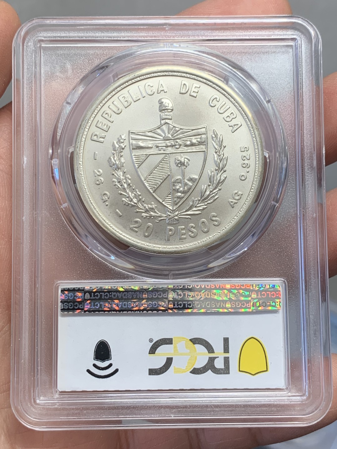 《竞宝斋》第131场-周日，周一连拍 (全场包邮) PCGS MS67 古巴1979年不结盟运动纪念20比索普制大银币，高分不易