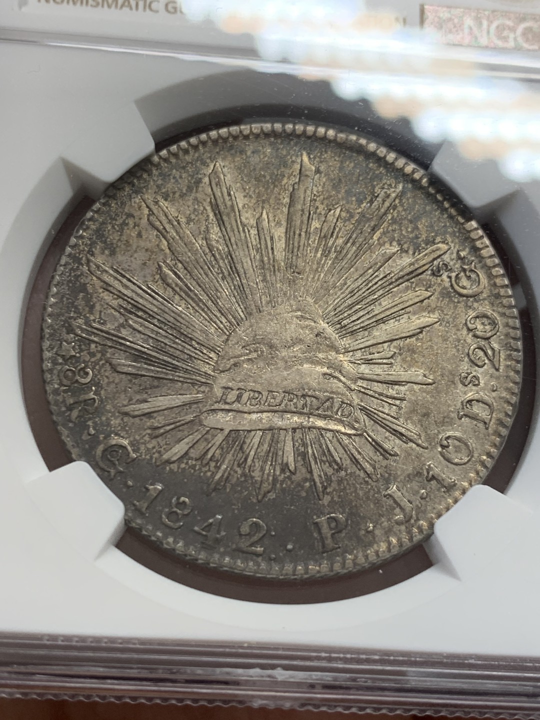 《竞宝斋》第131场-周日，周一连拍 (全场包邮) NGC-XF45墨西哥1842年8里亚尔鹰洋 少见早期鹰洋原味好品 银币