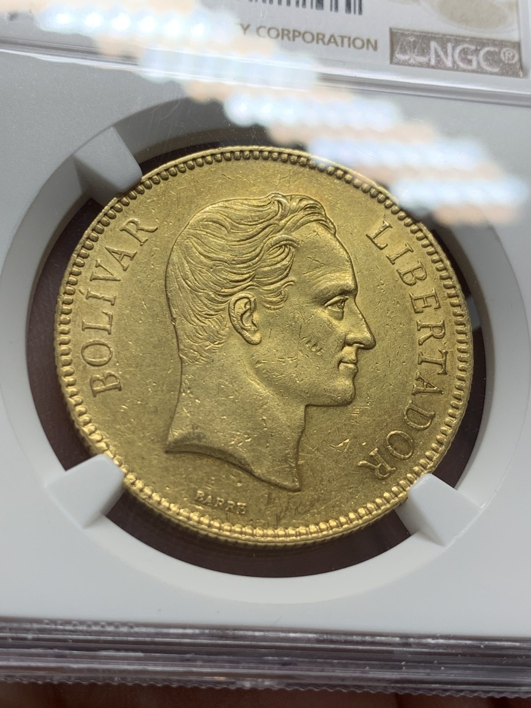 《竞宝斋》第131场-周日，周一连拍 (全场包邮) NGC-AU 委内瑞拉1889年 100玻利瓦尔大金币 早期难得好品 重32.25克