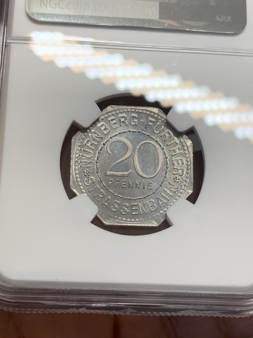 《竞宝斋》第131场-周日，周一连拍 (全场包邮) NGC MS66 德国 1920年 高分纽伦堡 20盆尼 紧急代用币
