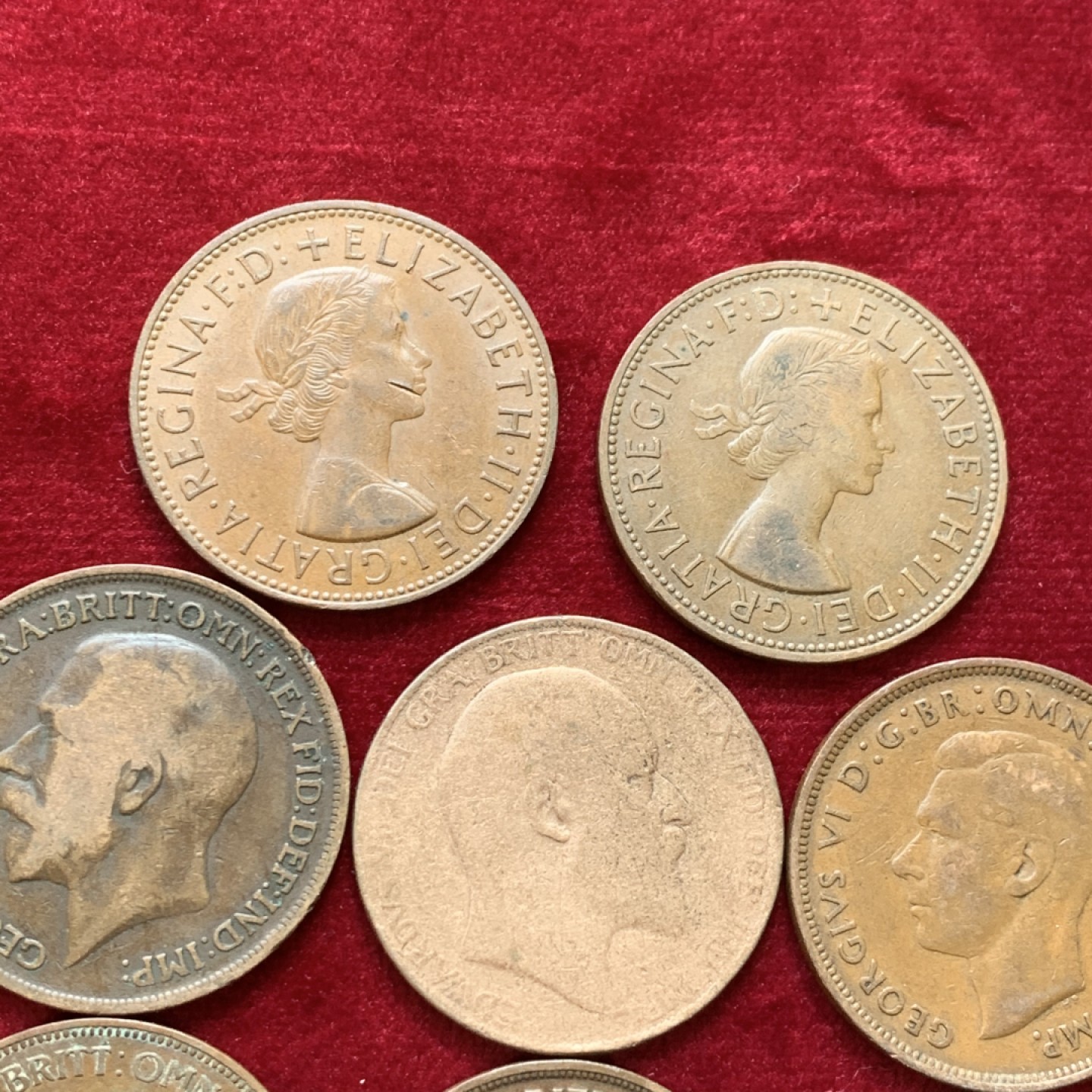 《竞宝斋》第131场-周日，周一连拍 (全场包邮) 英国 1便士大铜币 8枚一组