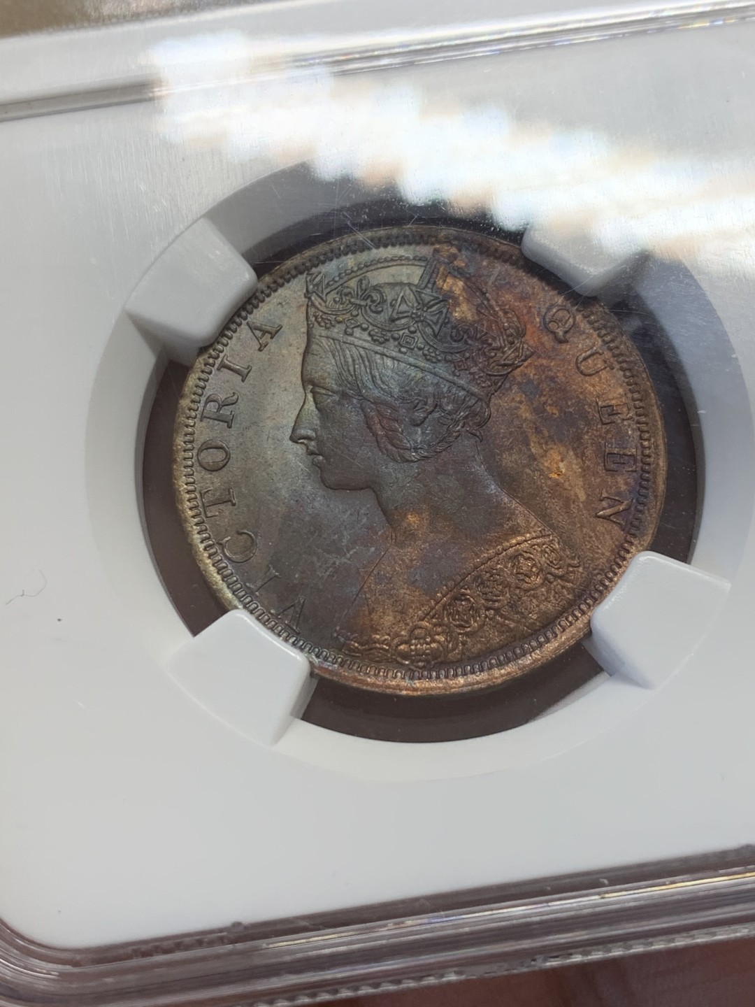 《竞宝斋》第131场-周日，周一连拍 (全场包邮) NGC-MS63RB 香港 1901 维多利亚一仙 铜币