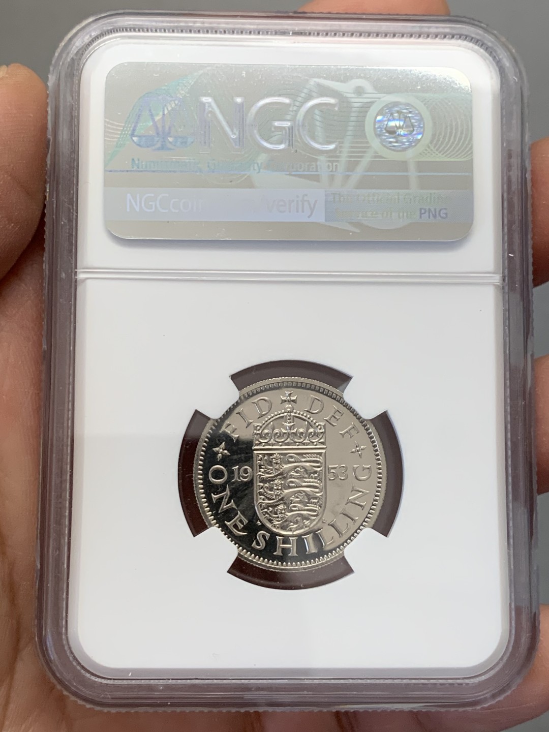 《竞宝斋》第131场-周日，周一连拍 (全场包邮) NGC PF65CA 1953年英国伊丽莎白二世首年精制1先令（ENGLAND),高分加CAM