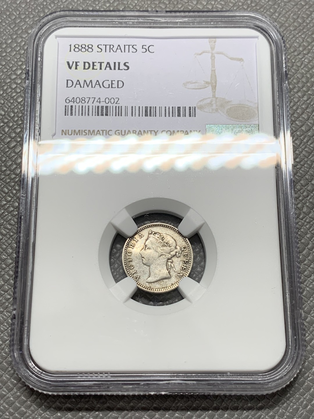 《竞宝斋》第131场-周日，周一连拍 (全场包邮) NGC-VF 海峡1888年 维多利亚女王 5分银币 稀少年份