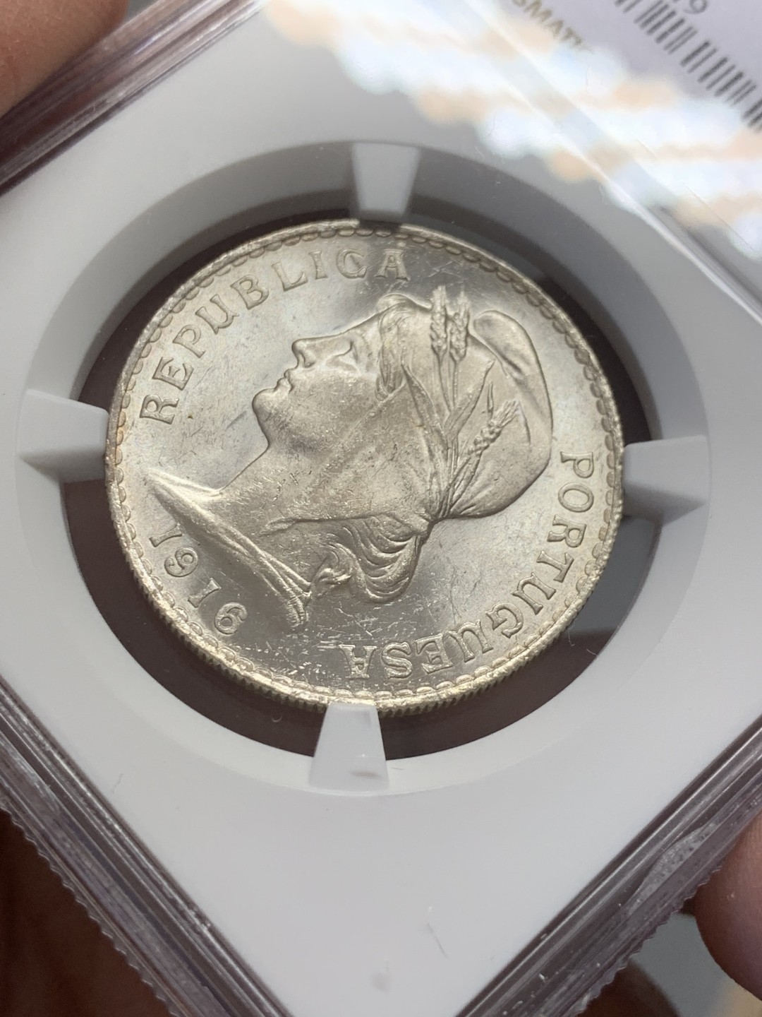 《竞宝斋》第131场-周日，周一连拍 (全场包邮) NGC-MS61 葡萄牙1916年 自由女神50分银币 原光好品