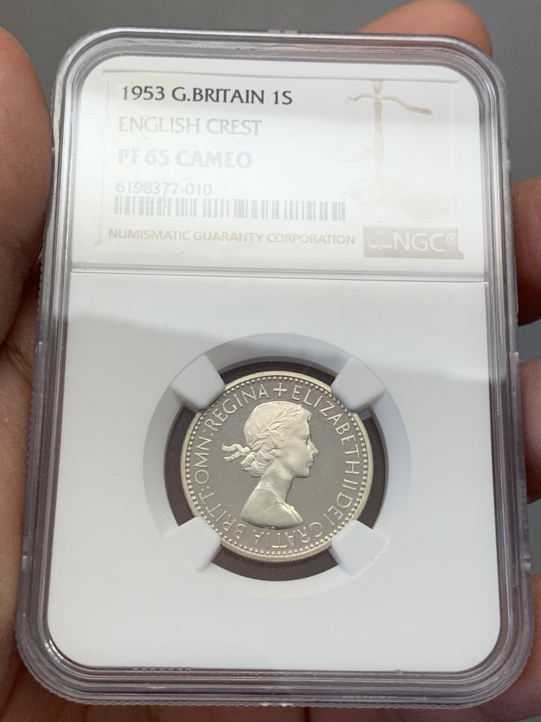 《竞宝斋》第131场-周日，周一连拍 (全场包邮) NGC PF65CA 1953年英国伊丽莎白二世首年精制1先令（ENGLAND),高分加CAM