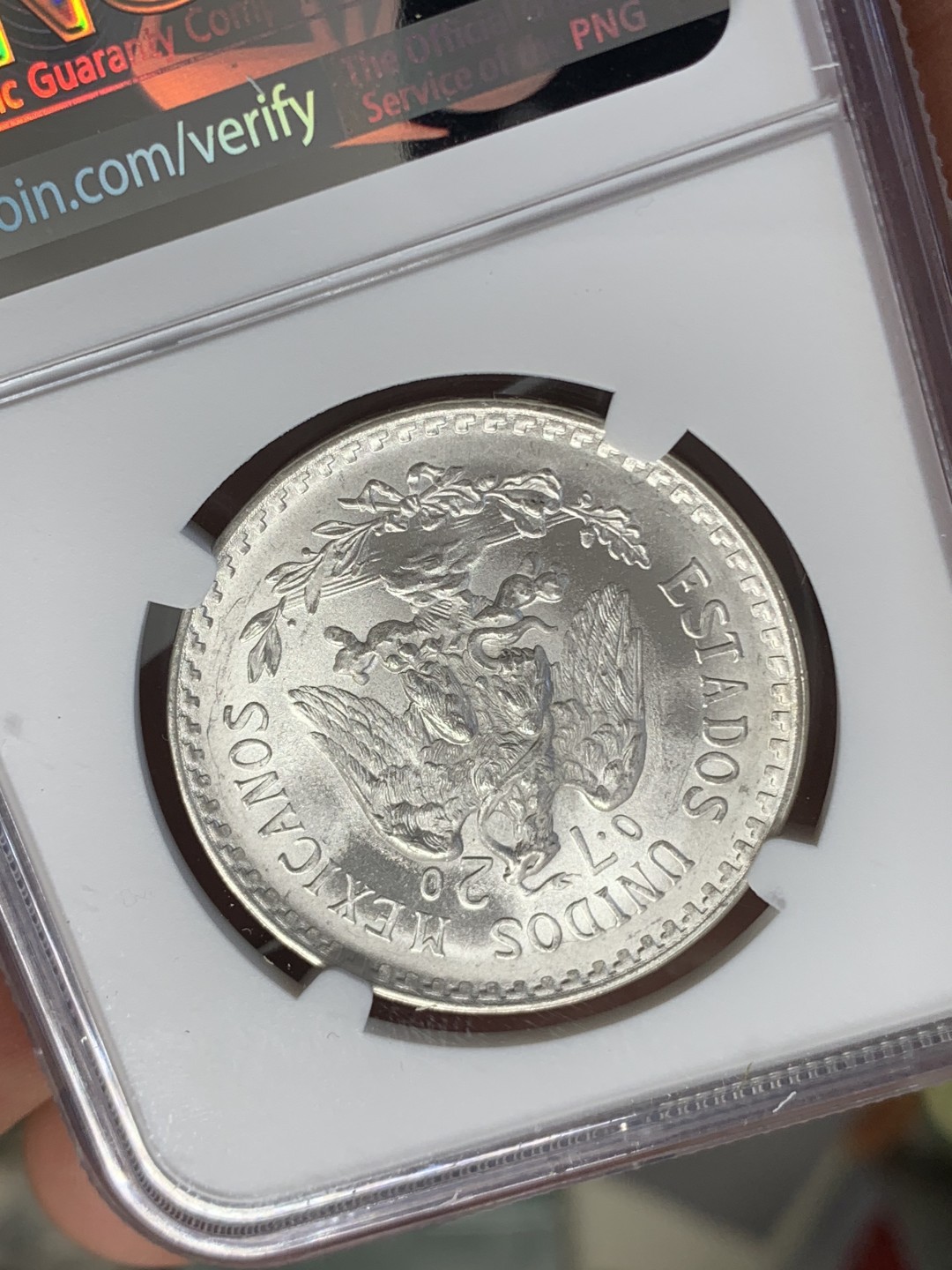 《竞宝斋》第131场-周日，周一连拍 (全场包邮) NGC MS67 墨西哥1945年1比索银币，亚军分，极品分数不易