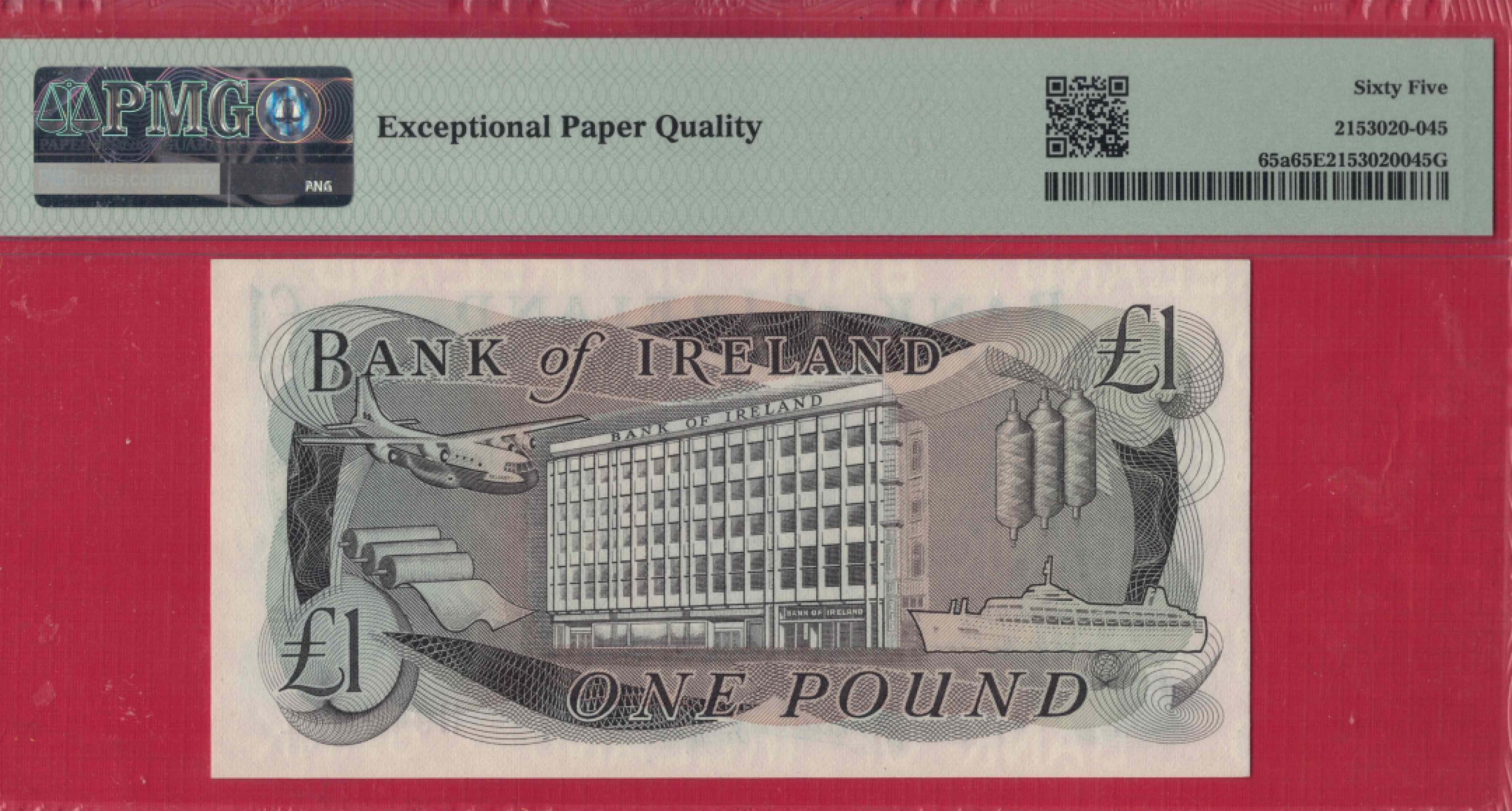 北爱尔兰1镑 1983年 P-65a 11双尾 欧洲纸币 实物图 UNC