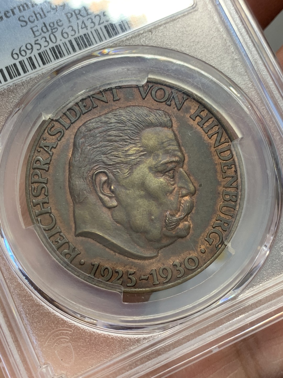 《竞宝斋》第131场-周日，周一连拍 (全场包邮) PCGS-SP63 德国 1930年 兴登堡橡树铜样章 冠军分！ 稀少品种 仅两枚冠军分的一枚