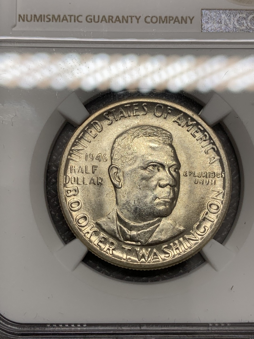 《竞宝斋》第131场-周日，周一连拍 (全场包邮) NGC-MS64 美国 1946年 布克华盛顿 半美元纪念银币