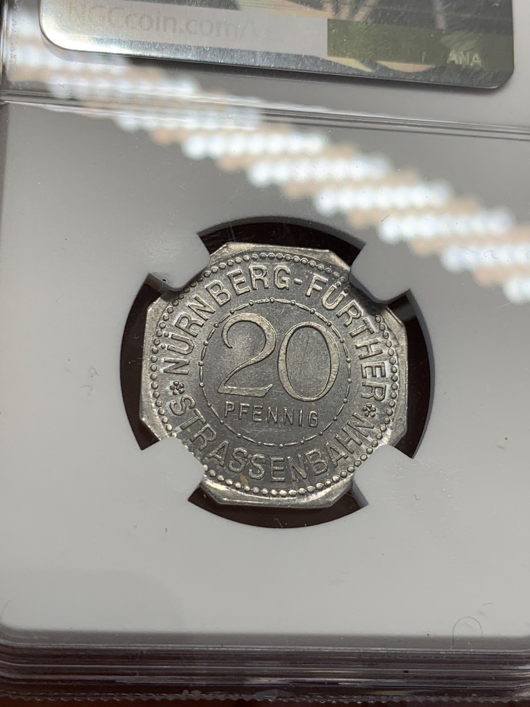 《竞宝斋》第131场-周日，周一连拍 (全场包邮) NGC MS65 德国 1920年 高分纽伦堡 20盆尼 紧急代用币 人像很不错