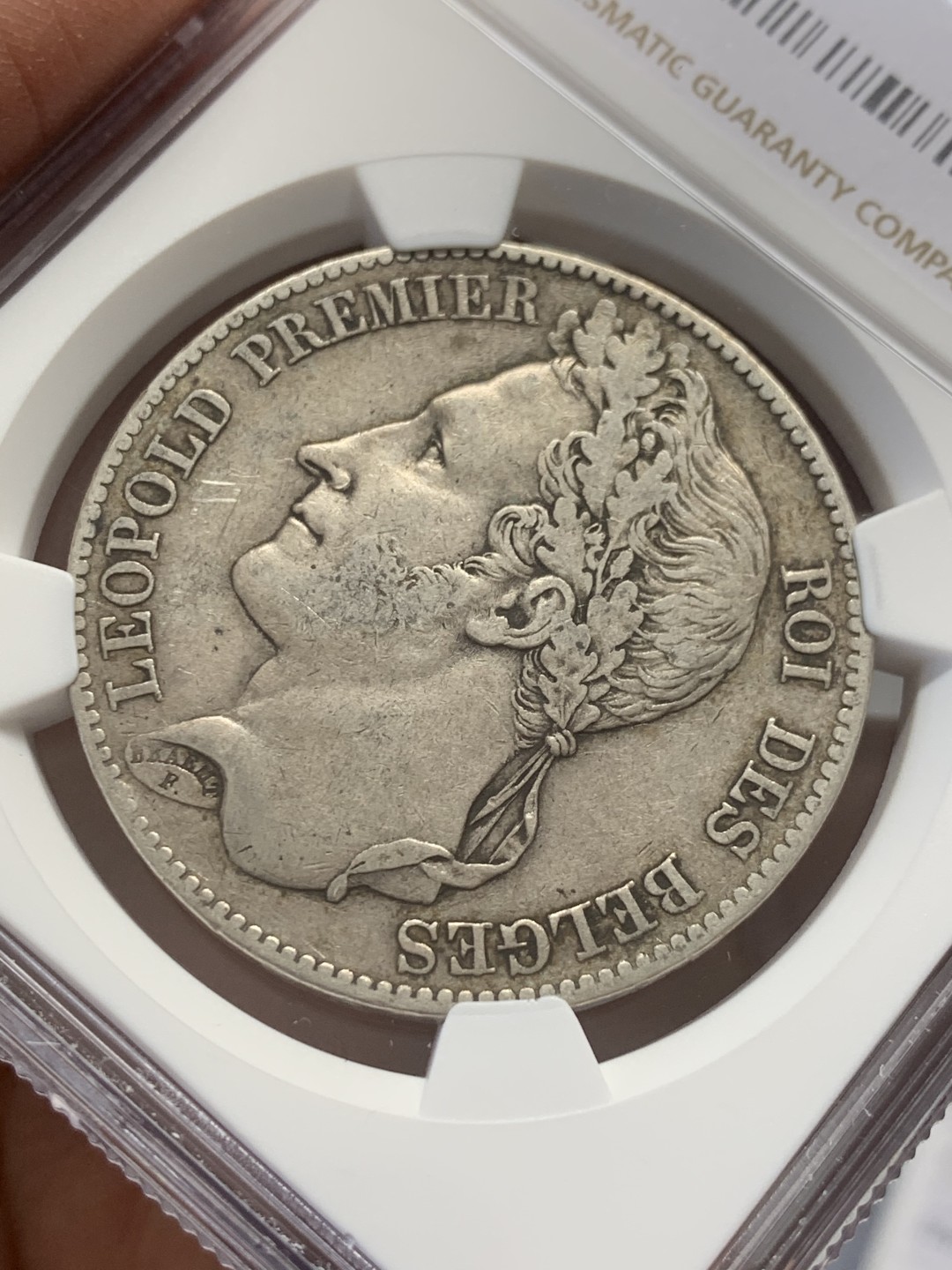 《竞宝斋》第131场-周日，周一连拍 (全场包邮) NGC-XF45 比利时1849年 辫子头早期年份 5法郎大银币 原味好品