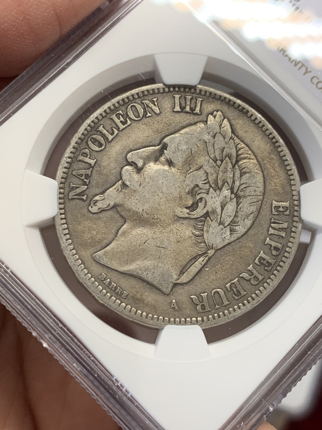 《竞宝斋》第131场-周日，周一连拍 (全场包邮) NGC-XF45 法国 1870年 拿三 5法郎大银币 不多的见年