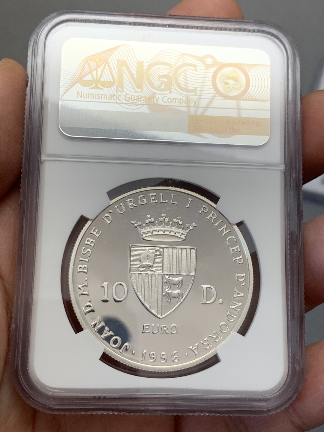 《竞宝斋》第131场-周日，周一连拍 (全场包邮) NGC-PF68 安道尔1996年 神罗皇帝腓特烈二世 10第纳尔精制大银币