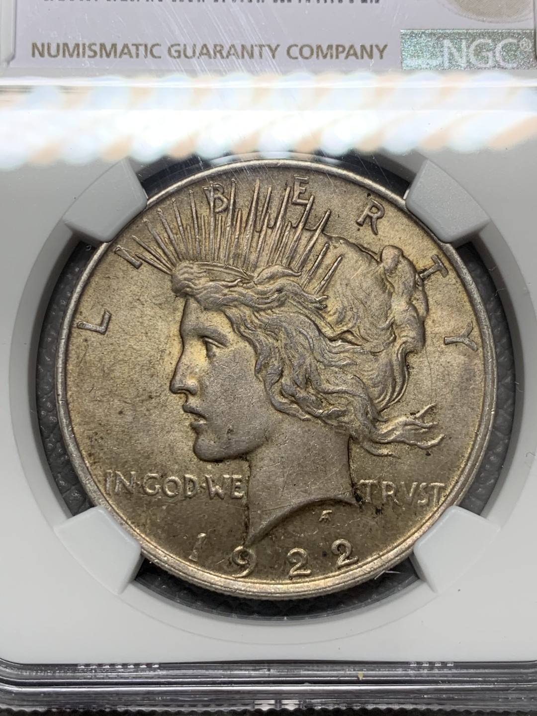 《竞宝斋》第131场-周日，周一连拍 (全场包邮) NGC-MS63 美国1922年 和平鸽一元 原光淡彩很舒服