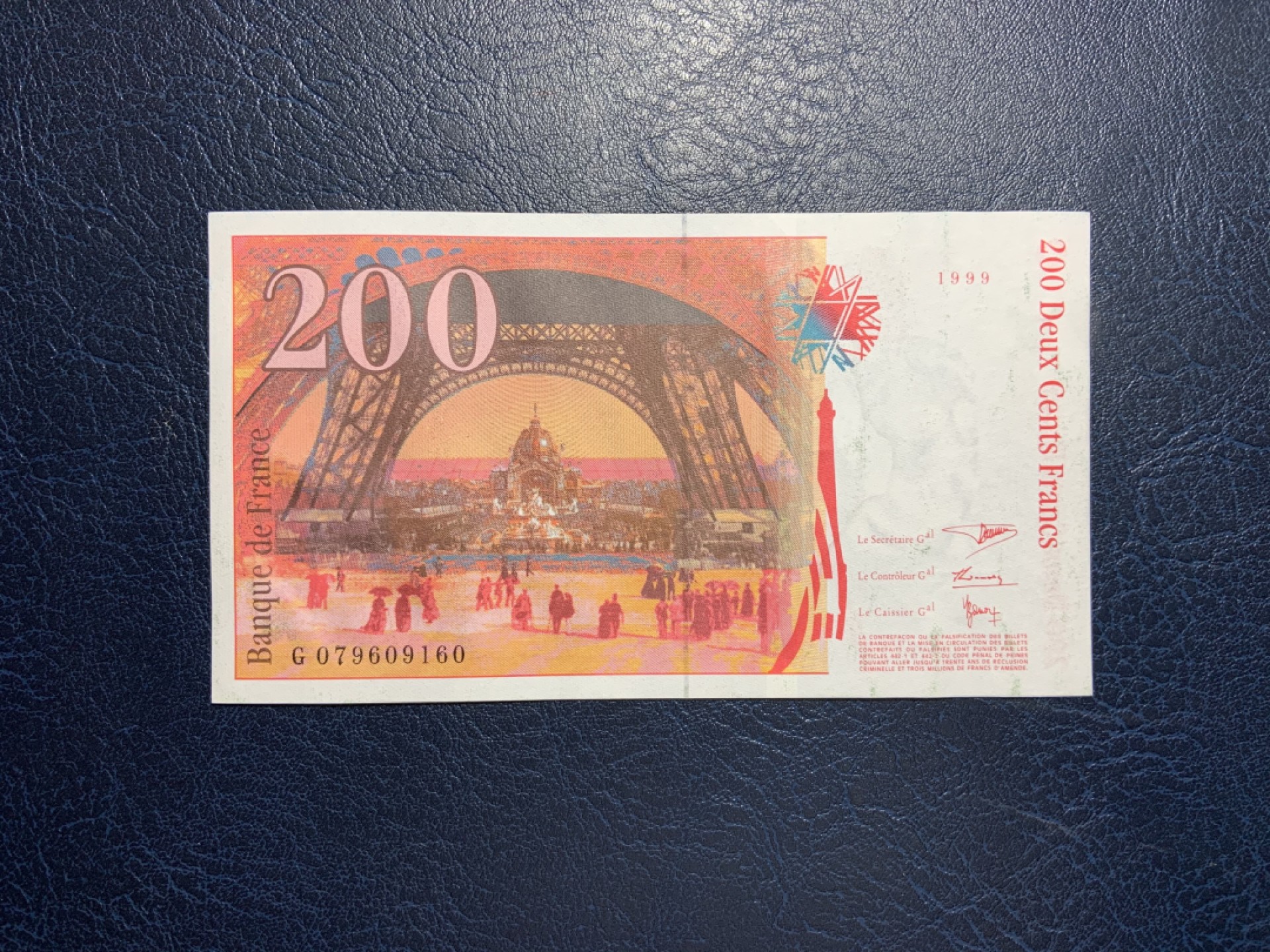 收藏联盟Quantum Auction 第229期拍卖 已更新 法国1999年200法郎 品相UNC 艾弗尔铁塔