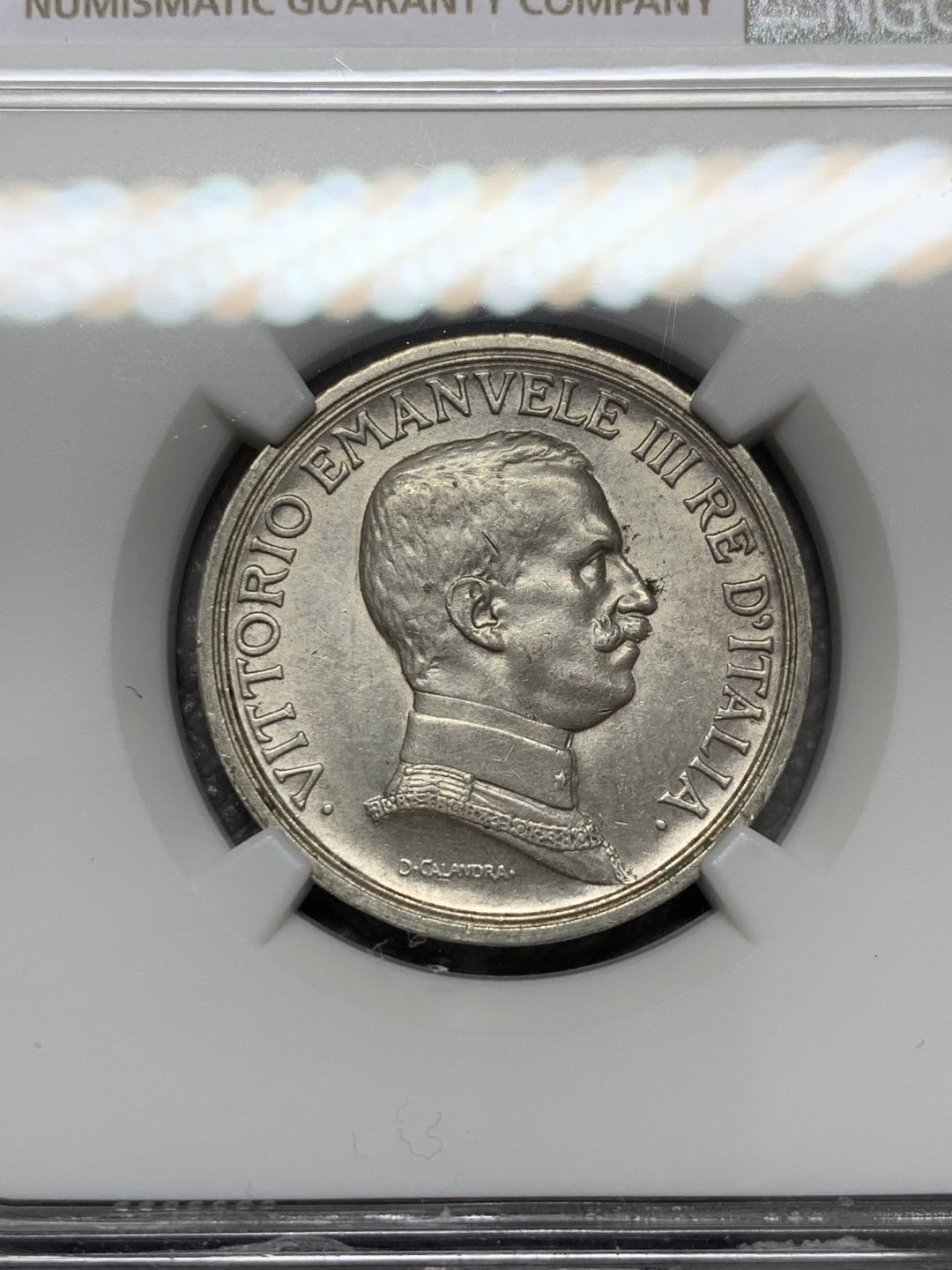 《竞宝斋》第131场-周日，周一连拍 (全场包邮) NGC-AU58 意大利1916年 胜利马车 2里拉银币