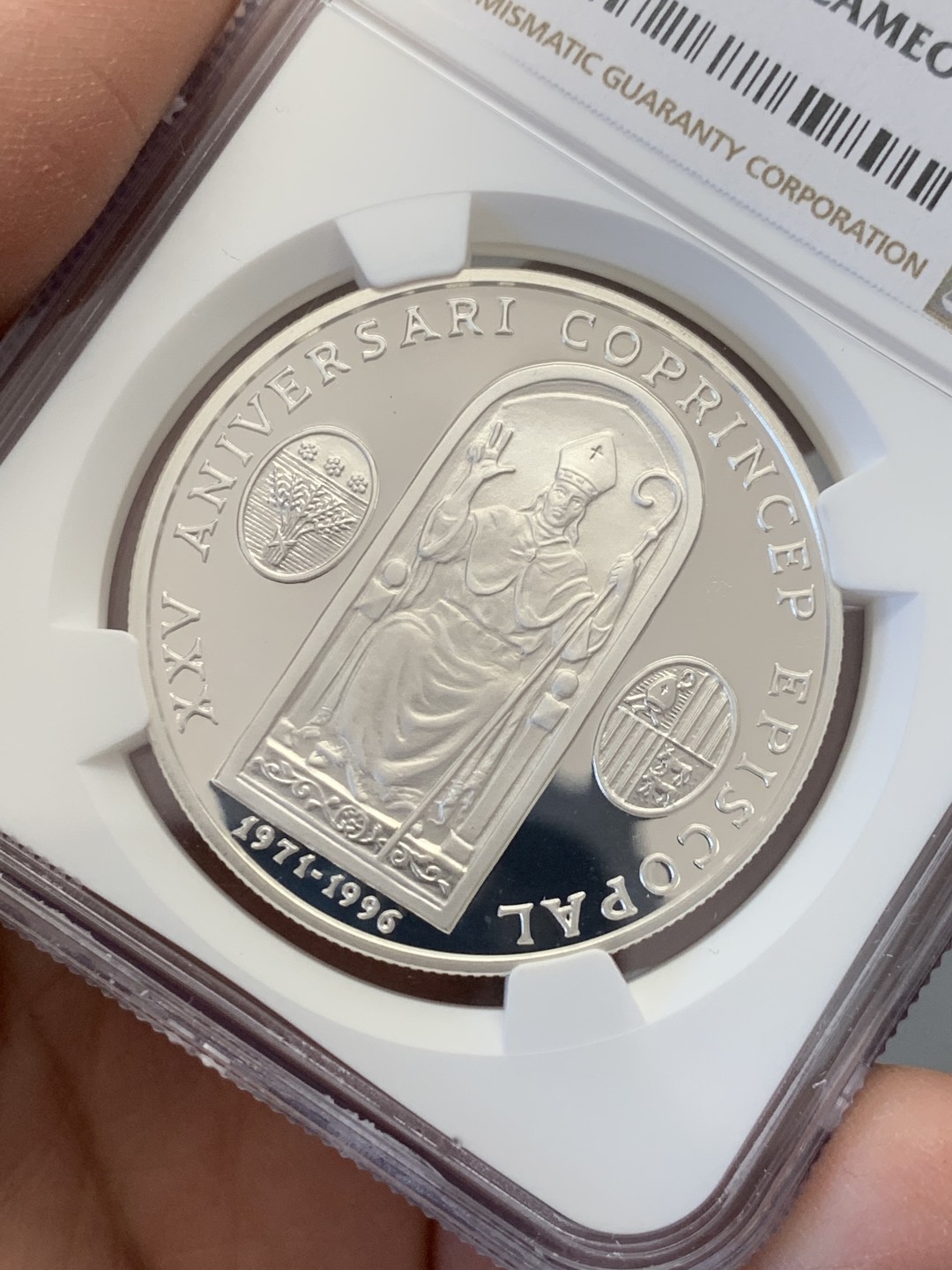 《竞宝斋》第131场-周日，周一连拍 (全场包邮) NGC-PF68 安道尔1996年 神罗皇帝腓特烈二世 10第纳尔精制大银币